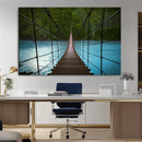 Suspension Bridge Over River Canvas Art | 3-Panel Nature by MyGreatCanvas | Canvas Wall Art Prints | Photo Prints & Wall Decor