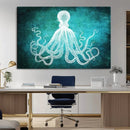 Green Octopus Abstract Wall Art Canvas Print