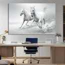 Large Wall Art Canvas Print – Beautiful Running White Horses