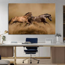 Large Wall Art Canvas Print – Two Running Brown Horses
