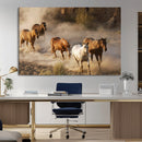 Large Wall Art 5 Horses Running on Sand Canvas Print
