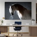 Large Wall Art Cream Colored Horse on Grey Background Canvas