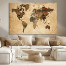 Push Pin World Map Canvas Print – Framed Travel Tracker Wall
