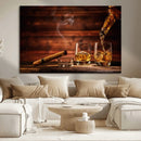 Whiskey and Cigar Wall Art Canvas | 3 Panel Bar Room Decor by MyGreatCanvas | Canvas Wall Art Prints | Photo Prints & Wall Decor