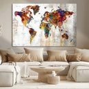 Vintage World Map Canvas Wall Art Print, Warm Tone Global by MyGreatCanvas | Canvas Wall Art Prints | Photo Prints & Wall Decor