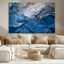 Navy Blue Canvas Art Abstract Print – Elegant Triptych
