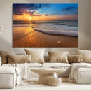 Sunset and Beach at Night Wall Art Canvas Print