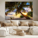 Tropical Island Sunset on the Beach Palms Wall Art Canvas by MyGreatCanvas | Canvas Wall Art Prints | Photo Prints & Wall Decor