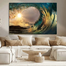 Golden Wave Sunset Canvas Print – Large Coastal Wall Art for