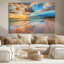 Sunset Beach Canvas Wall Art – Tropical Triptych Seascape