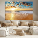 Golden Sunset Beach Print Canvas Wall Art, Giclee Canvas