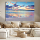 Tranquil Pastel Sunset Beach Triptych Canvas Art, Soothing