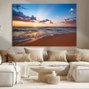 Serene Ocean Sunset Canvas Print, Golden Hour Beach Wall