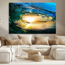 Ocean Wave at Sunset Canvas Art, Large Wall Print of Vibrant