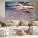 Sea Ocean Sunset Beach Wall Art Canvas Print