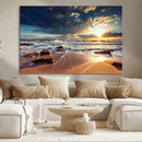 Golden Hour Beach Sunset Canvas Triptych, Ocean Waves and by MyGreatCanvas | Canvas Wall Art Prints | Photo Prints & Wall Decor