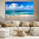 Tropical Beach 3-Panel Canvas Wall Art – Serene Ocean Waves