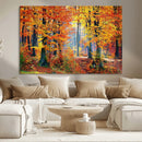 Autumn Red Forest Triptych Canvas Wall Art Print, Forest