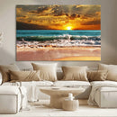 Golden Sunset Beach Canvas Wall Art – Triptych Seascape by MyGreatCanvas | Canvas Wall Art Prints | Photo Prints & Wall Decor