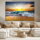Golden Sunset Ocean Waves Wall Art Canvas Print – Multi