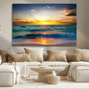 Vibrant Ocean Sunrise Over Golden Beach Waves, Giclee Canvas