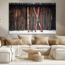 Vintage Ski Gear Canvas Print, Vintage Ski Gear Against