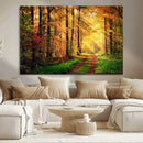 Sunlight Through Trees Wall Art Canvas Print - Autumn Forest