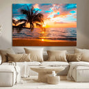 Palm Tree Sunset On The Beach Wall Art Canvas, Framed Palm by MyGreatCanvas | Canvas Wall Art Prints | Photo Prints & Wall Decor