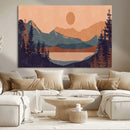 Modern Boho Sunset Canvas Print, Mountain Landscape Triptych