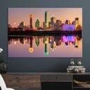 Colorful Dallas City Lights Night Skyline Wall Art Print