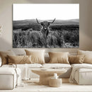 Black and White Highland Cow Canvas Wall Art, Longhorn by MyGreatCanvas | Canvas Wall Art Prints | Photo Prints & Wall Decor