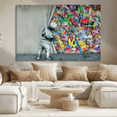 Banksy Colorful Street Graffiti Canvas Wall Art Print, by MyGreatCanvas | Canvas Wall Art Prints | Photo Prints & Wall Decor