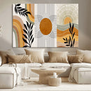 Modern Boho Sun and Leaf Abstract Art – 3-Panel Giclée