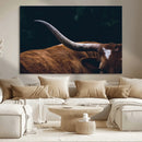Texas Longhorn Bull Wall Art Canvas Print - Large Framed
