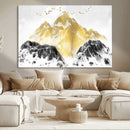 Golden Mountain Triptych Wall Art Canvas Print, Modern