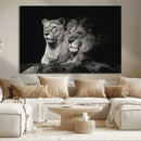 Lion Couple Wall Art Canvas Print – Elegant Black and White