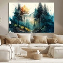 Watercolor Trees Forest Abstract Wall Art Canvas Print,