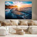 Sunset Beach Ocean Canvas Wall Art – Tranquil Ocean