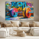 Fitness Gym Barbell Graffiti Wall Art Canvas Print