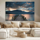 Mountain Lake Wood Pier Canvas Wall Art Nature Lake Print