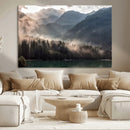 Foggy Mountain Canvas Print Forest Wall Art