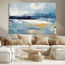 Abstract Ocean Canvas Wall Art - Coastal Blue and Gold