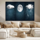 3 Piece Indigo Cloud Wall Art, Thunderstorm Moon Cloud by MyGreatCanvas | Canvas Wall Art Prints | Photo Prints & Wall Decor