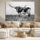 Texas Black White Highland Longhorn Cow Wall Art Canvas by MyGreatCanvas | Canvas Wall Art Prints | Photo Prints & Wall Decor