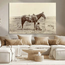 Cowboy Wall Art - Western Horse Canvas Print - Vintage