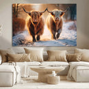Scottish Highland Cow Horn Farm Wall Art Canvas Print