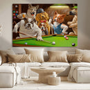 Dogs Playing Pool Canvas Wall Art Funny Gifts Dog Print