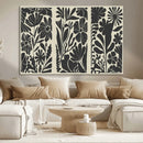 Modern Botanical Wall Art - Floral Black and White Canvas
