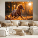 Running Horse Sunset Forest Wall Art Canvas Print