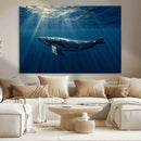 Whale under Ocean Wall Art Canvas Print
